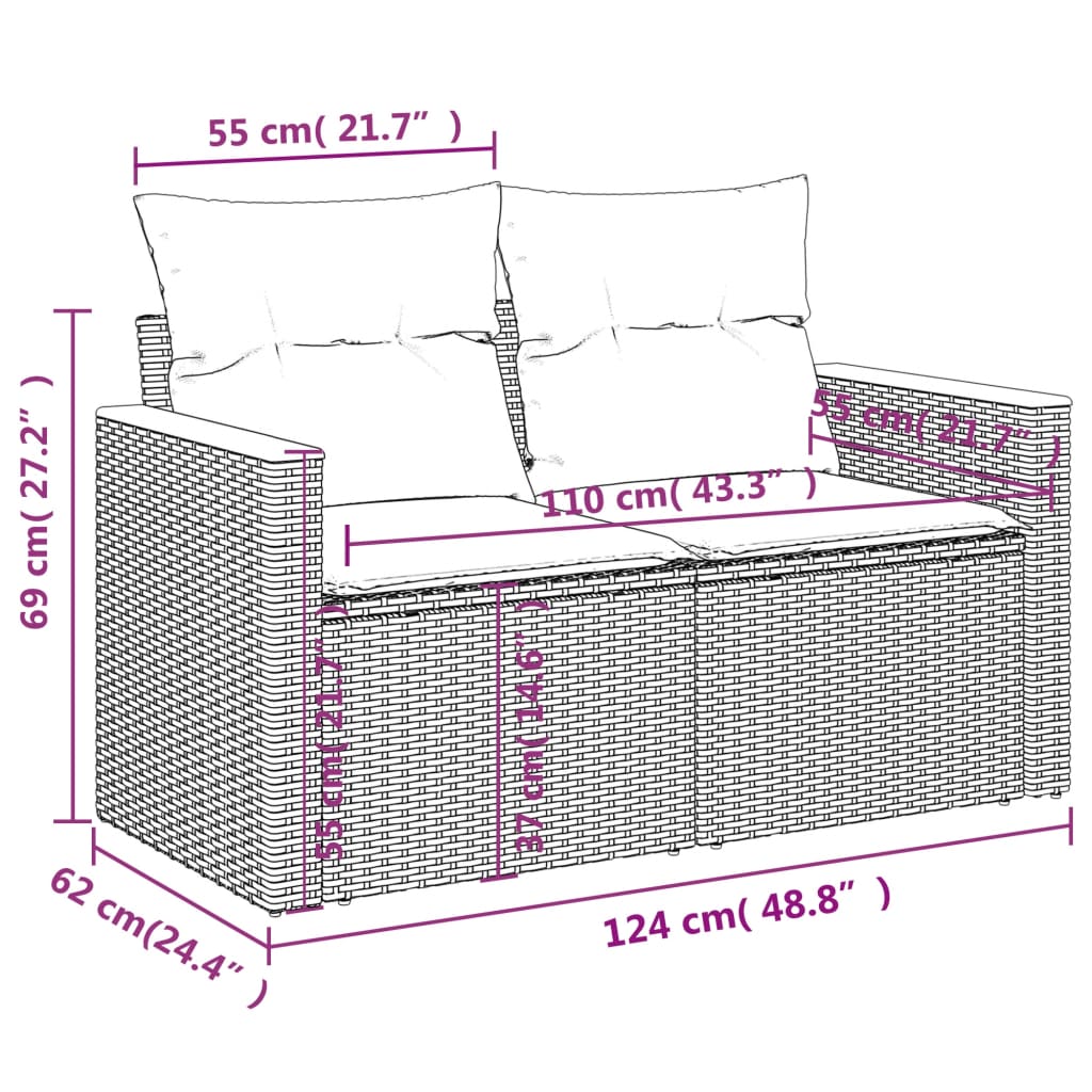 vidaXL Градински комплект диван с възглавници 5 части бежов полиратан