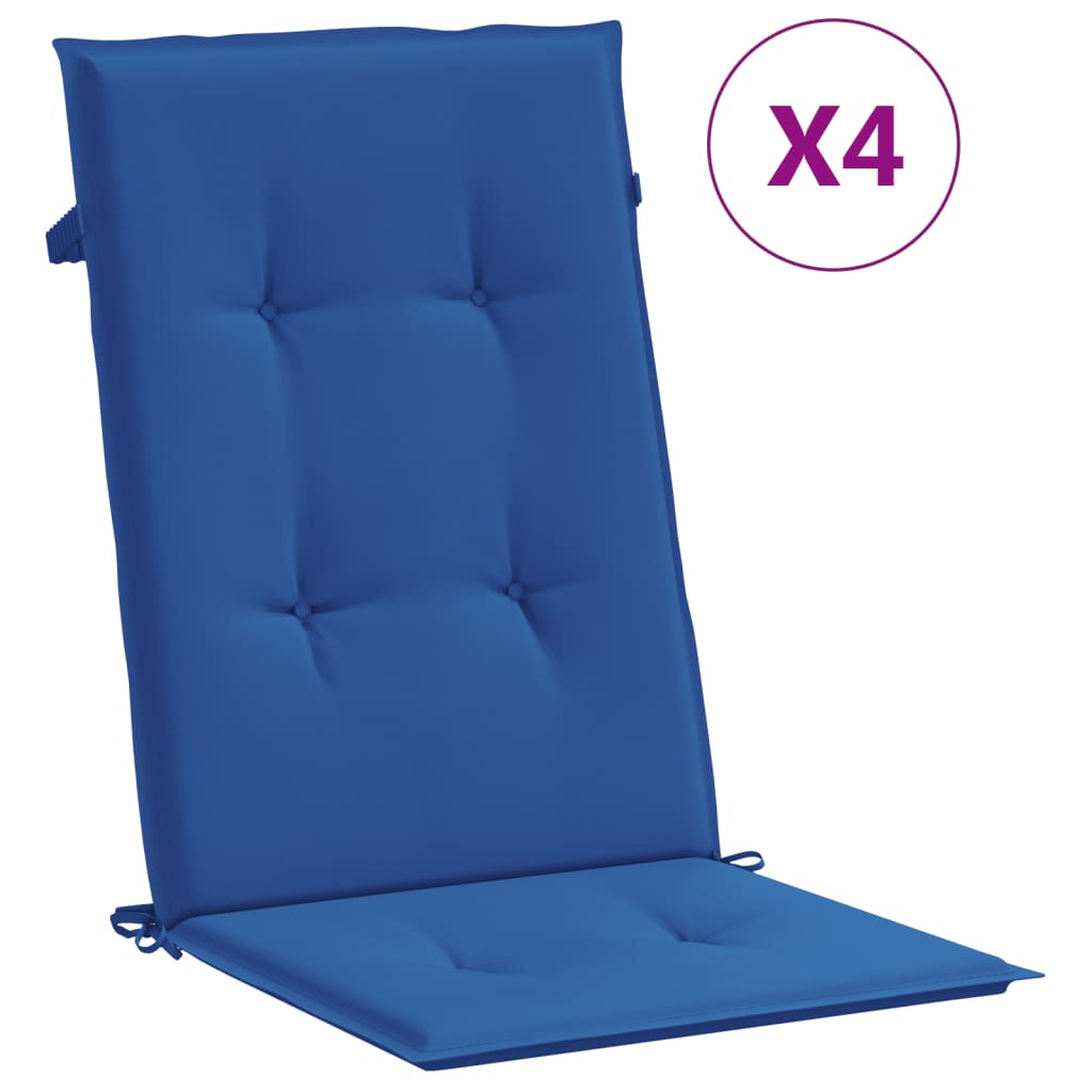 vidaXL Възглавници за столове 4 бр кралско сини 120x50x3 см плат