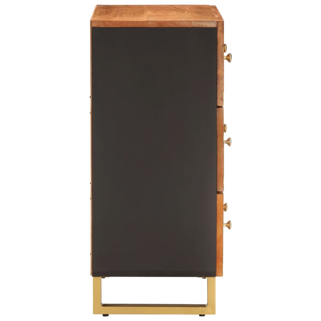 vidaXL Страничен шкаф, кафяво и черно, 60x33,5x75 см, манго масив