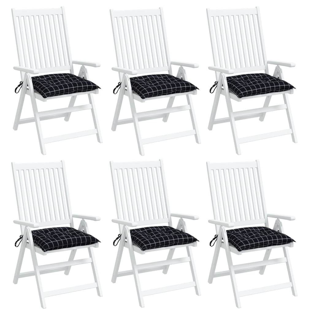 vidaXL Възглавници за столове 6 бр черно каре 40x40x7 см плат