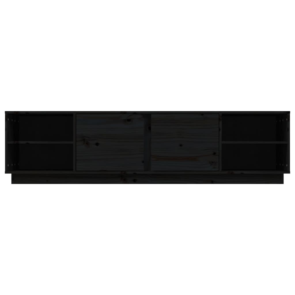 vidaXL ТВ шкаф, черен, 156x40x40 см, бор масив
