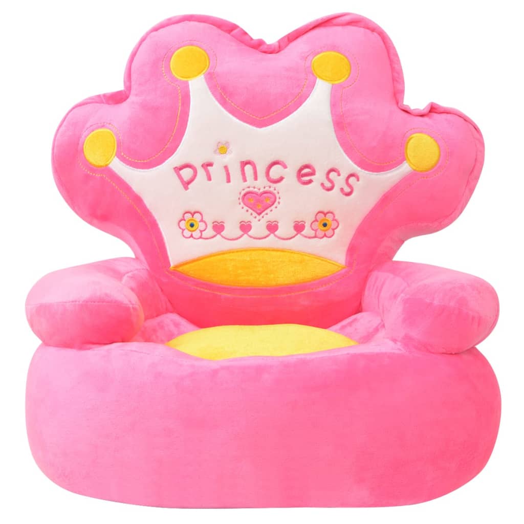 vidaXL Плюшен детски стол Princess розов