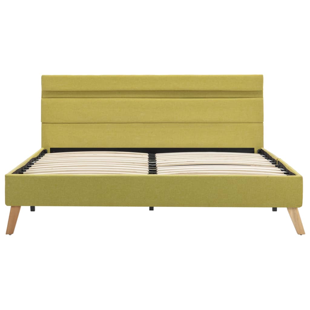 vidaXL Рамка за легло с LED, зелена, текстил, 140x200 см