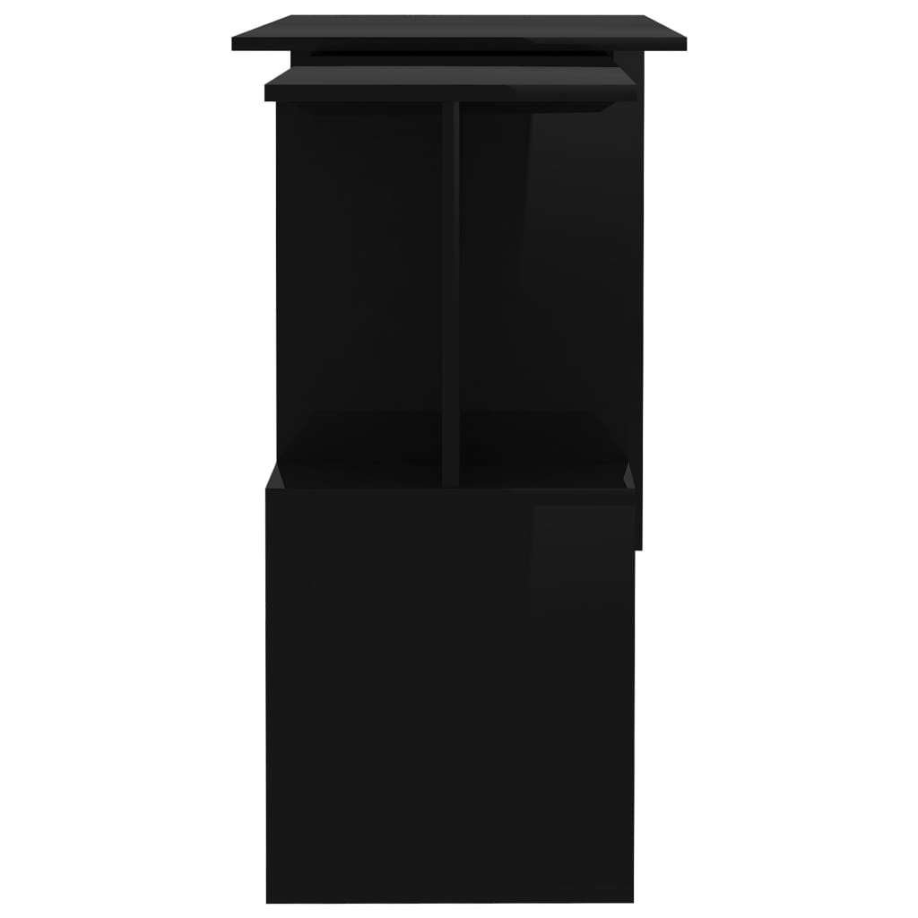 vidaXL Ъглово бюро, черен гланц, 200x50x76 см, ПДЧ
