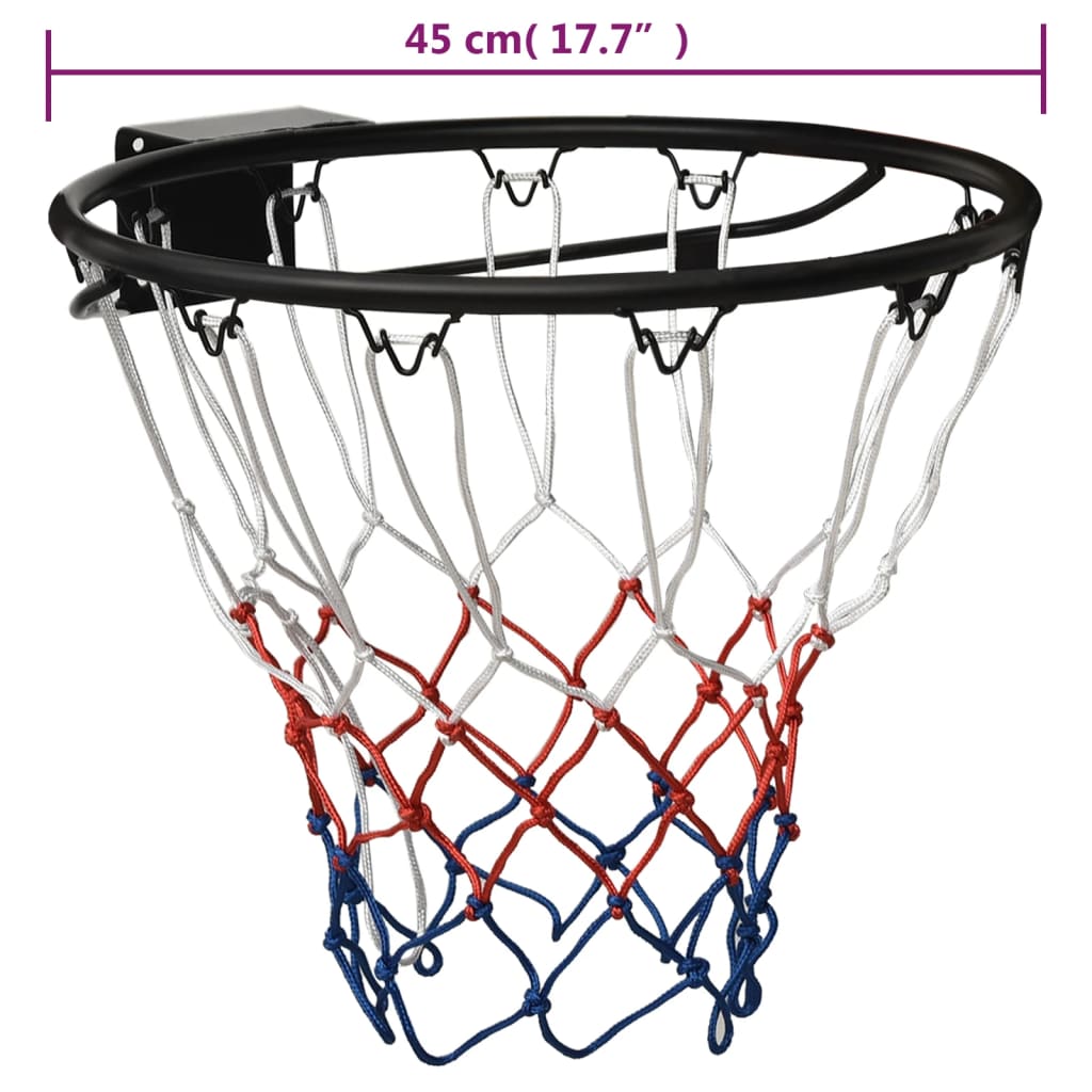 vidaXL Баскетболен ринг, черен, 45 см, стомана