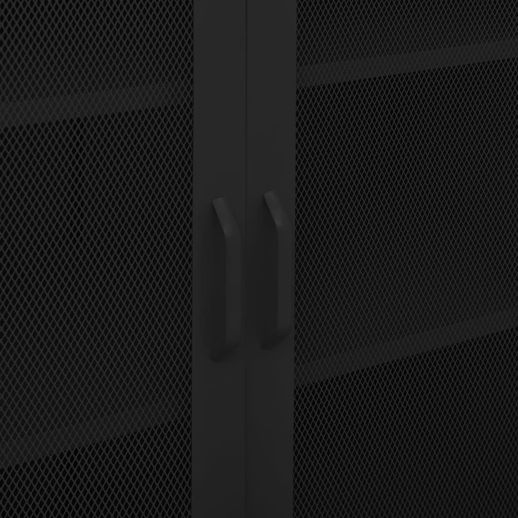 vidaXL Шкаф за съхранение, черен, 80х35х101,5 см, стомана