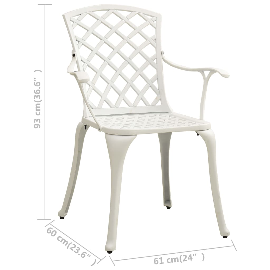 vidaXL Градински столове, 4 бр, лят алуминий, бели