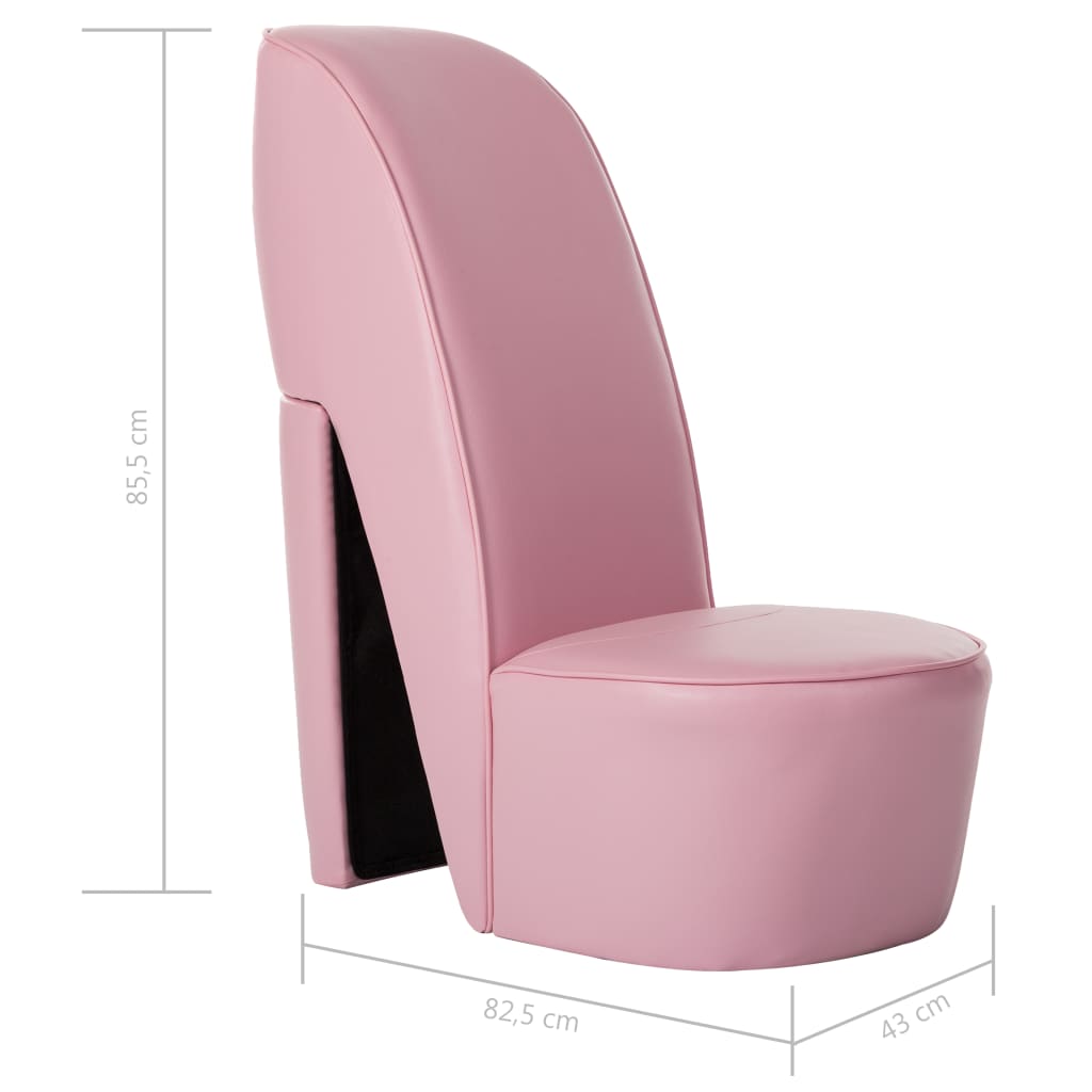 vidaXL Стол във форма на обувка на висок ток, розов, изкуствена кожа