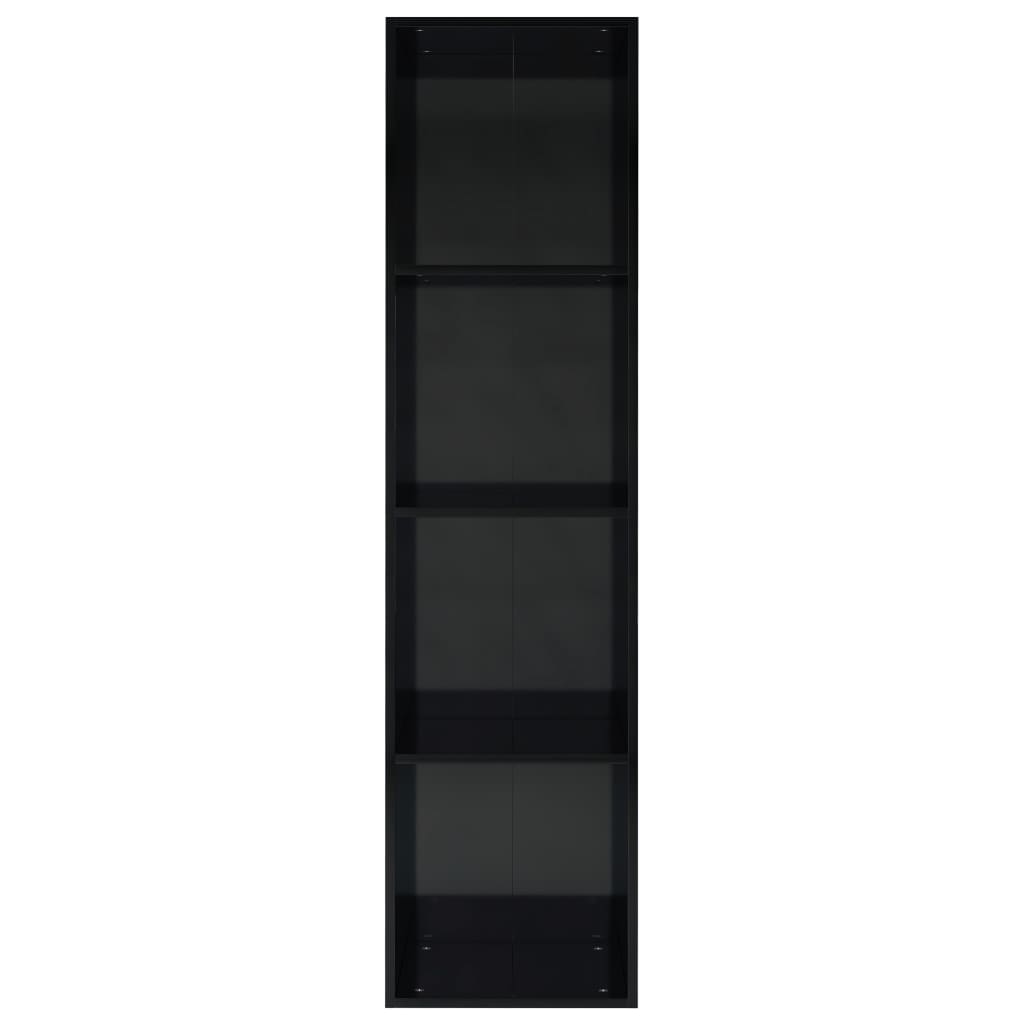 vidaXL Библиотека/ТВ шкаф, черен гланц, 36x30x143 см, ПДЧ