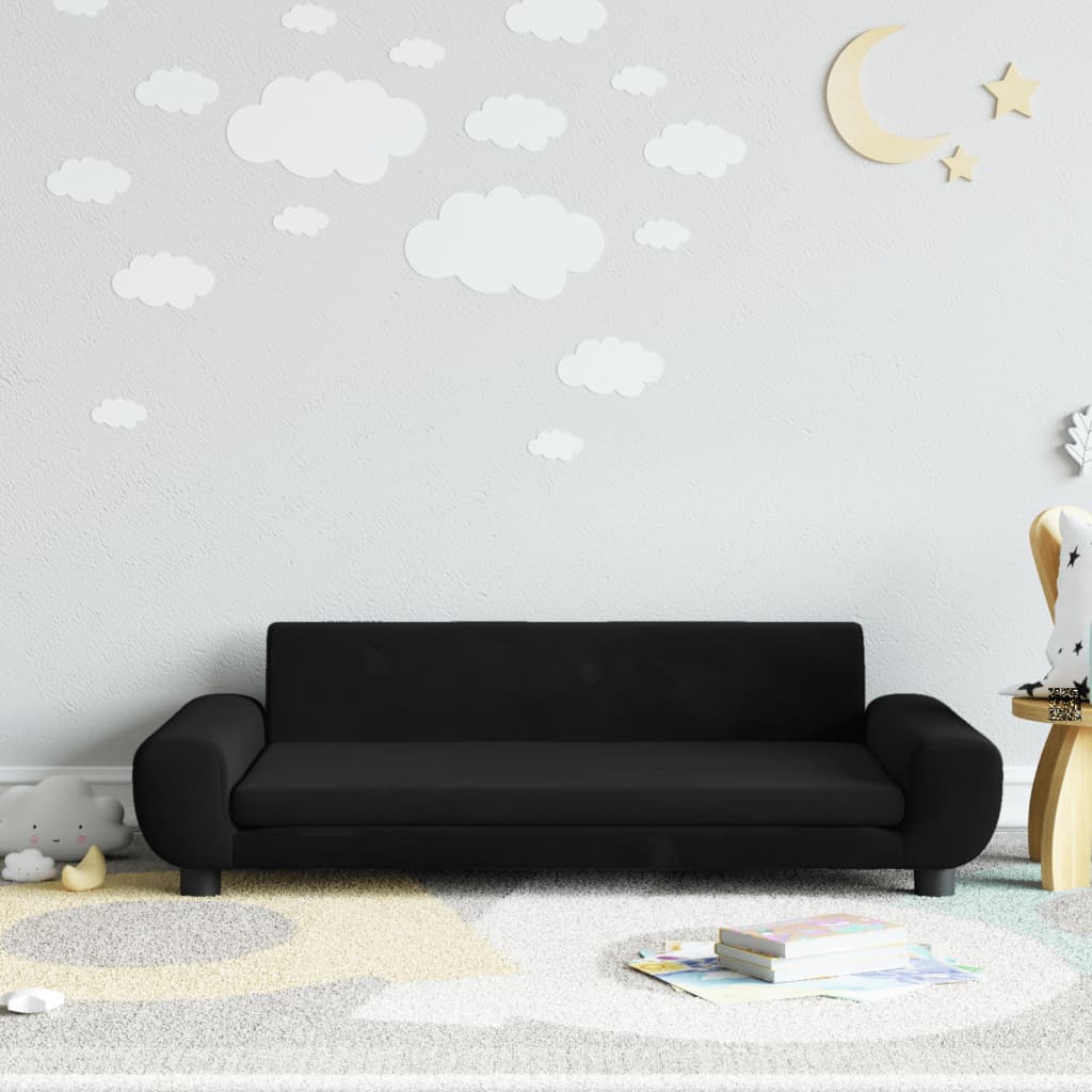 vidaXL Детски диван, черно, 100x54x33 см, кадифе