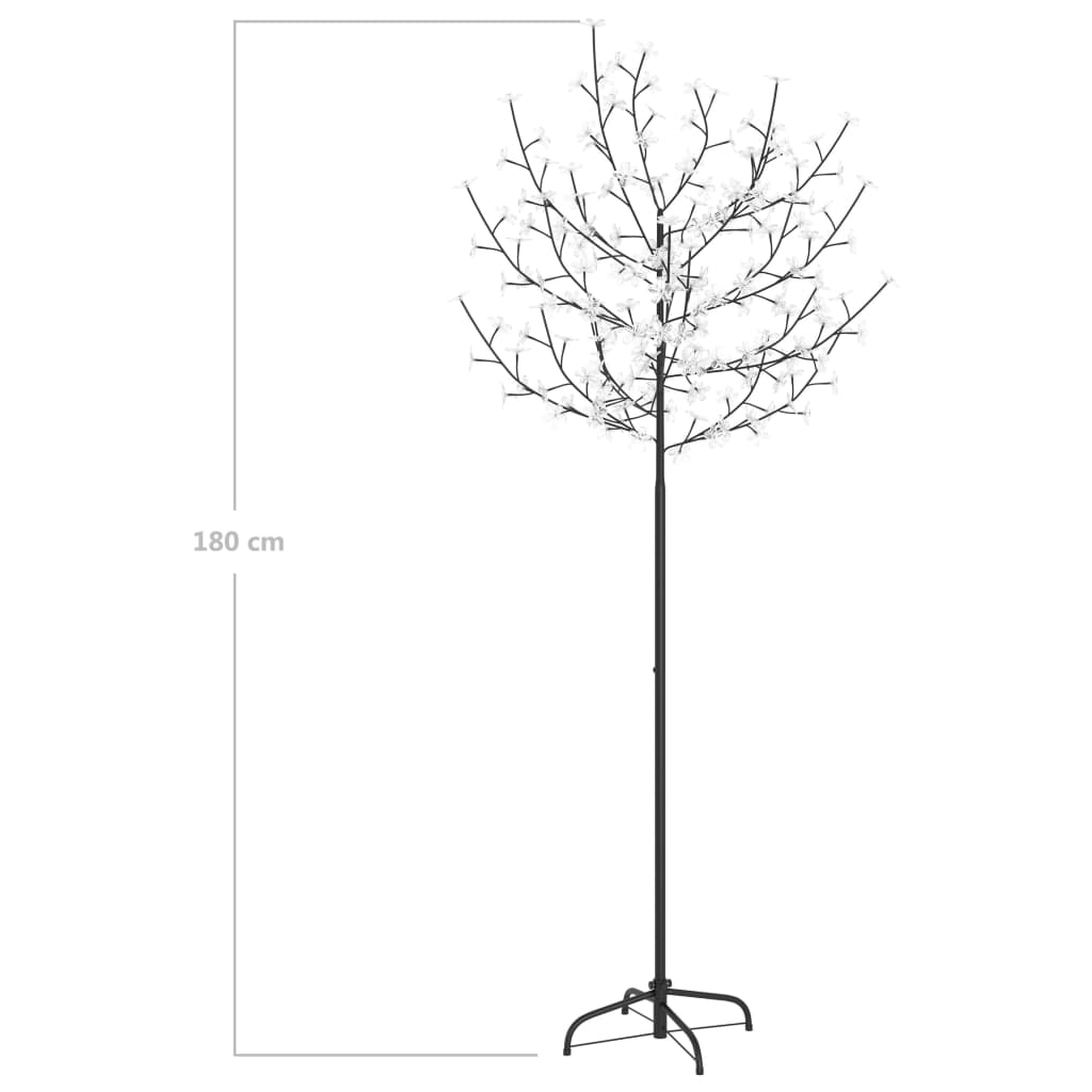 vidaXL Коледно дърво, 200 LED синьо-бели, разцъфнала череша, 180 см