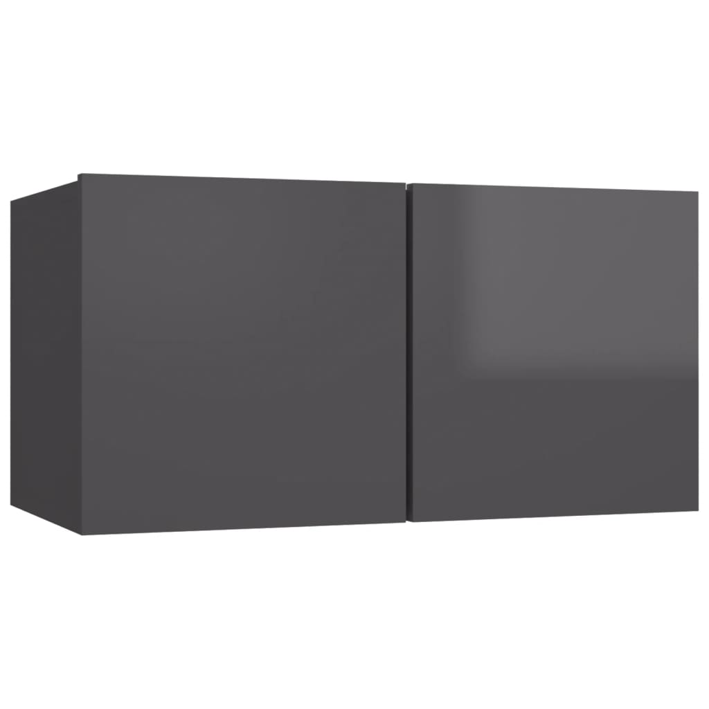 vidaXL Комплект ТВ шкафове от 3 части, сив гланц, ПДЧ