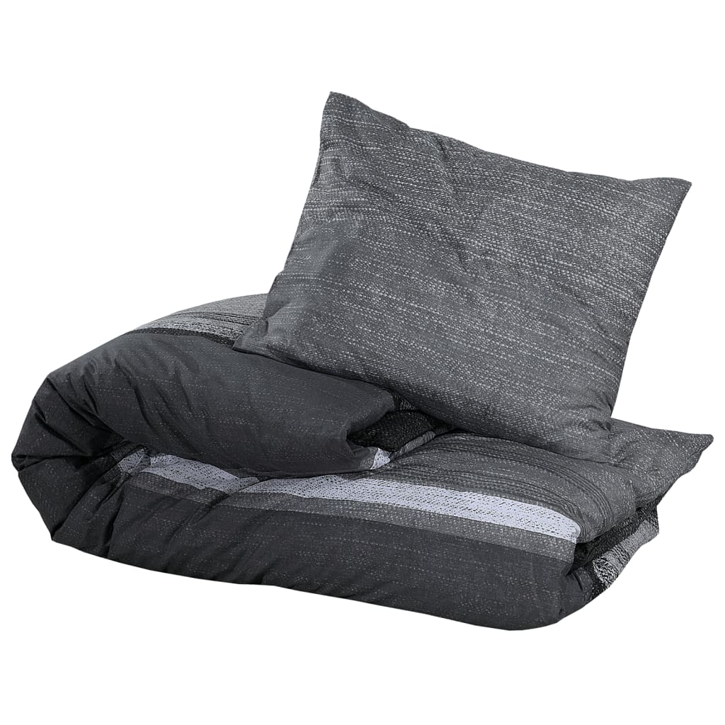 vidaXL Комплект спално бельо, тъмносив, 200x200 см, памук