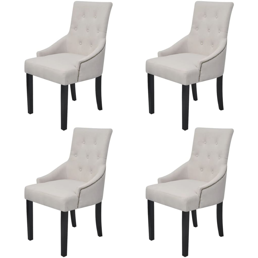 vidaXL Трапезни столове, 4 бр, кремаво-сиви, текстил