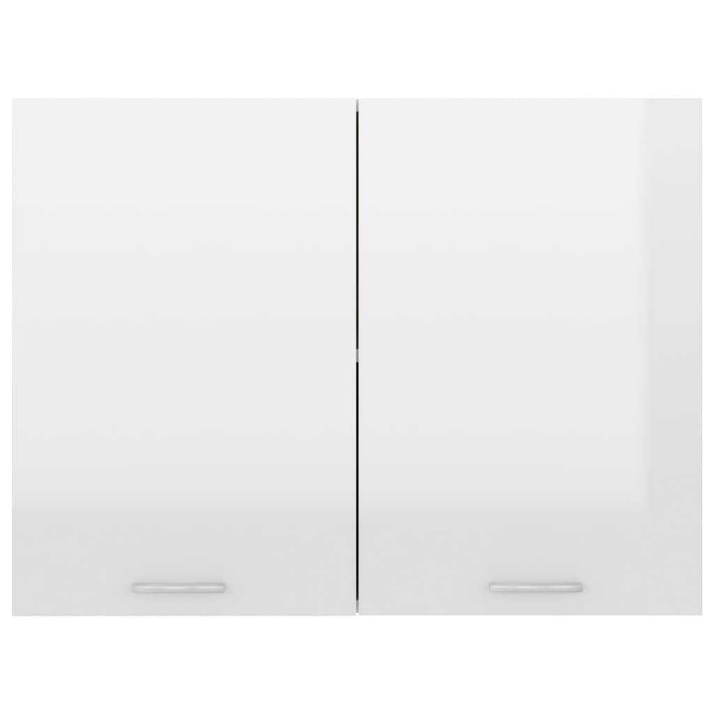 vidaXL Висящ шкаф, бял гланц, 80x31x60 см, ПДЧ