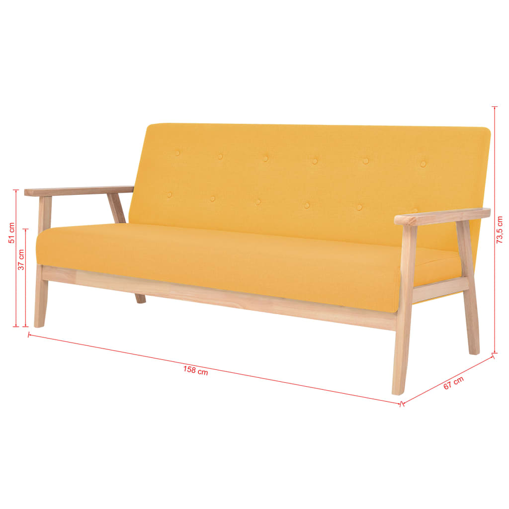 vidaXL Комплект диван и кресло, 2 части, плат, жълт