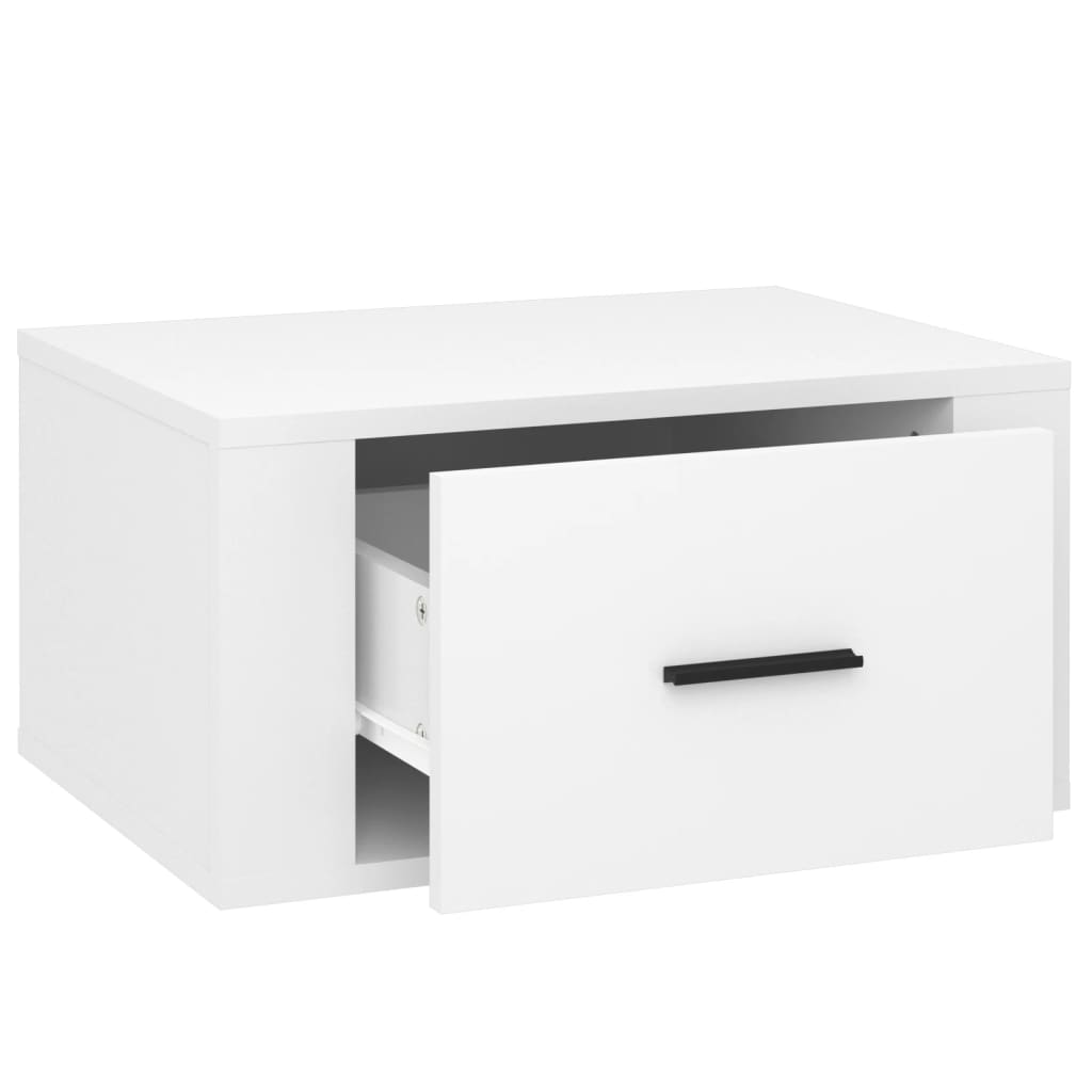 vidaXL Нощно шкафче за стенен монтаж, бял гланц, 50x36x25 см