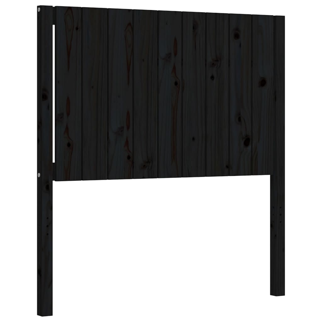 vidaXL Рамка за легло с табла черна Single масивна дървесина