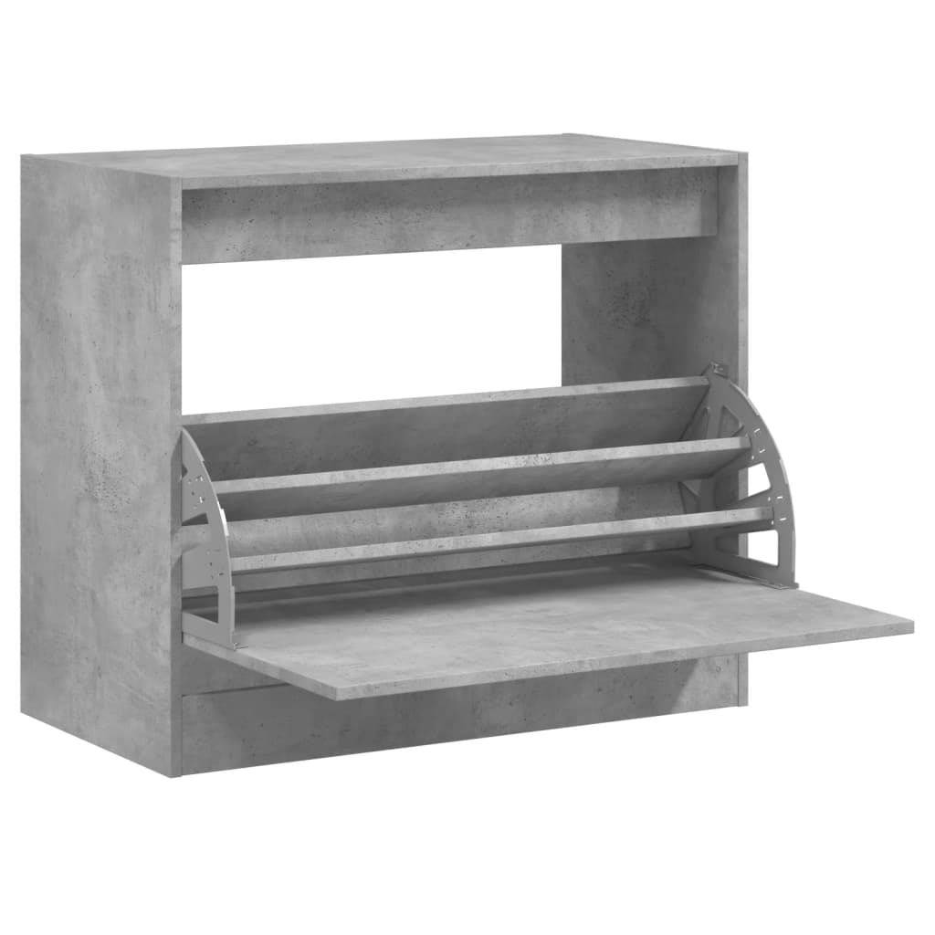 vidaXL Шкаф за обувки, бетонно сив, 80x42x69 см, инженерно дърво