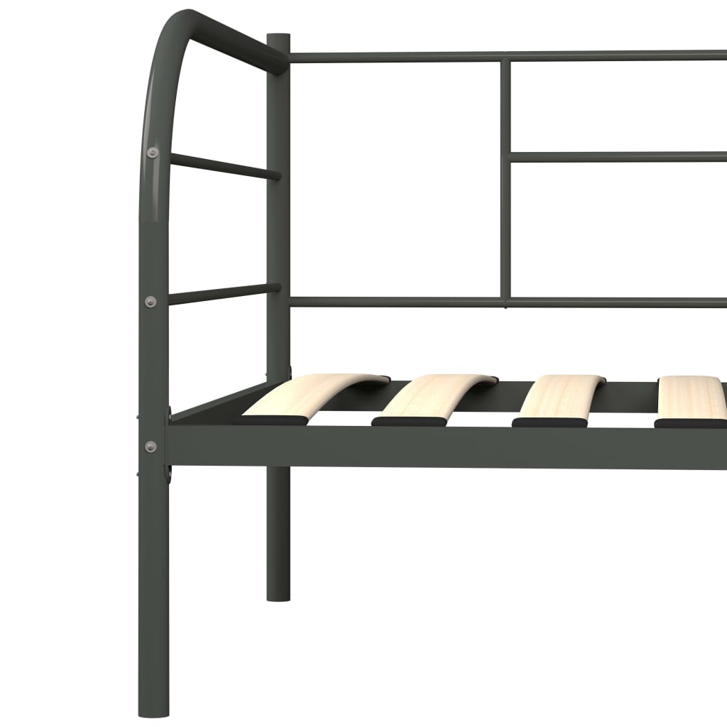 vidaXL Рамка за дневно легло, сива, метал, 90x200 см