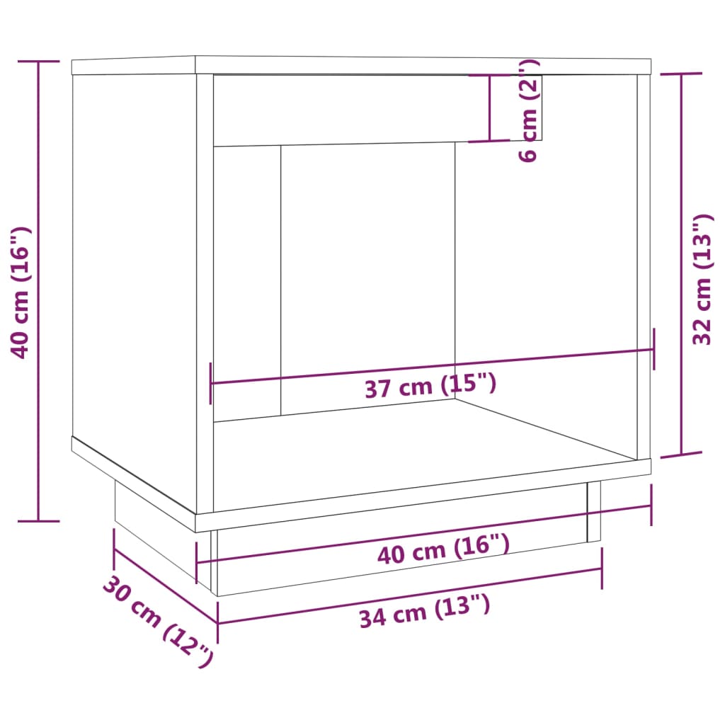 vidaXL Нощни шкафчета, 2 бр, сиви, 40x30x40 см, борово дърво масив