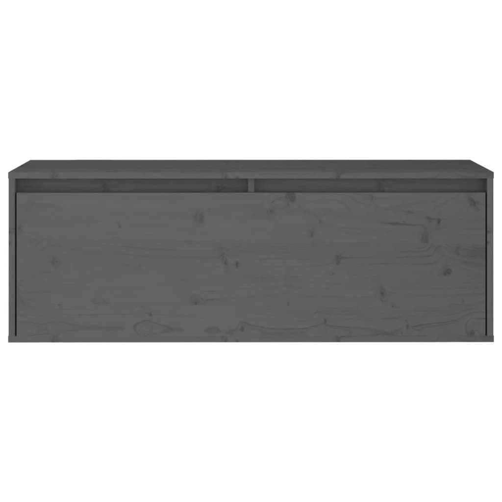 vidaXL Стенен шкаф, сив, 100x30x35 см, борово дърво масив