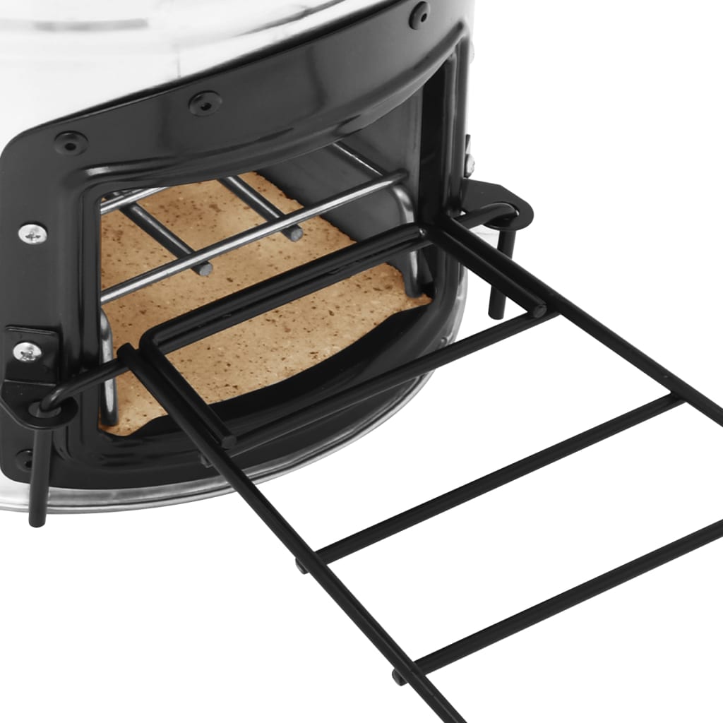 vidaXL Къмпинг печка на дърва, сребриста, 45,5x33x25,5 см, стомана
