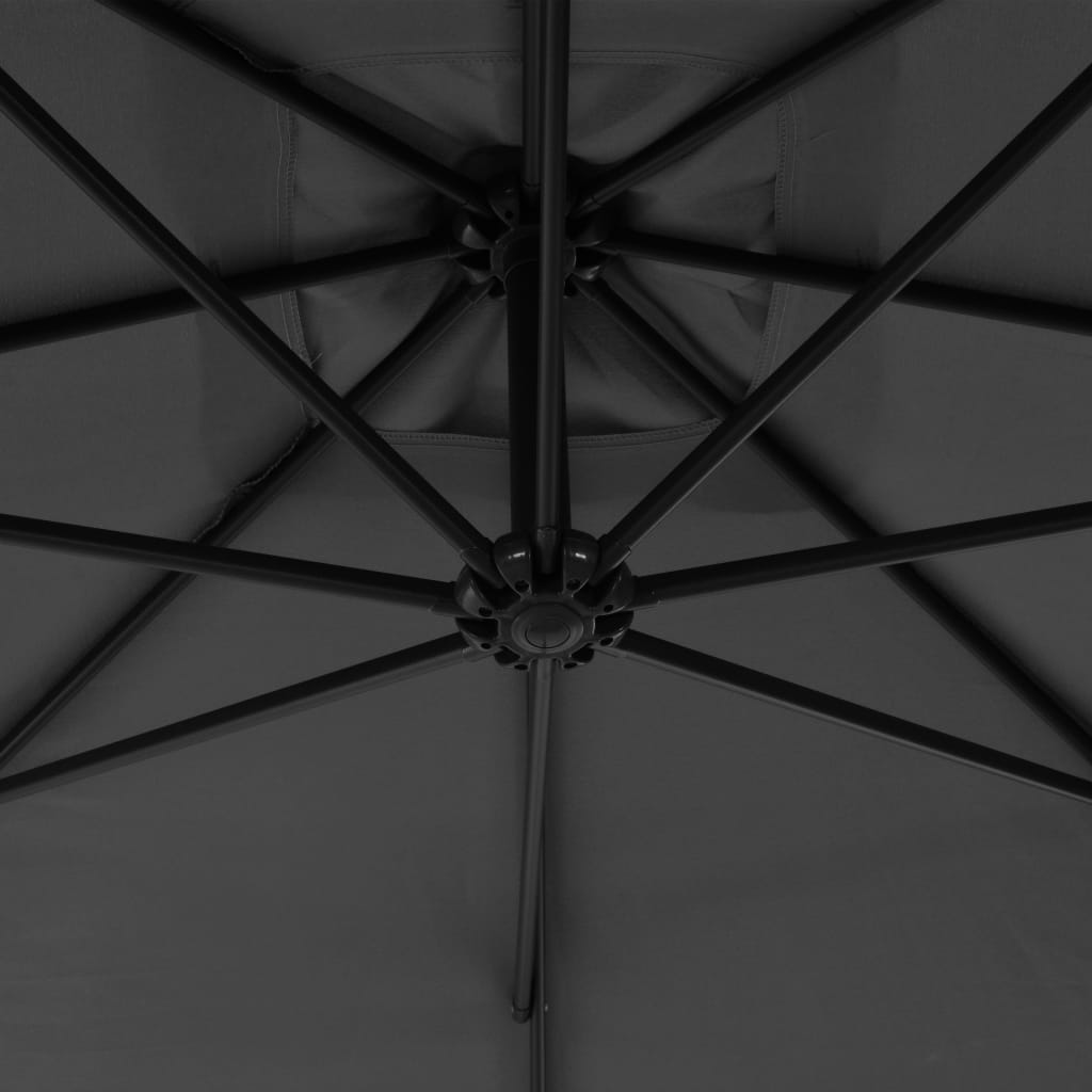 vidaXL Градински чадър, чупещо рамо и стоманен прът, 300 см, антрацит