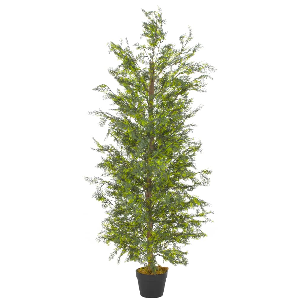 vidaXL Изкуствено растение кипарисово дърво със саксия, зелено, 150 см
