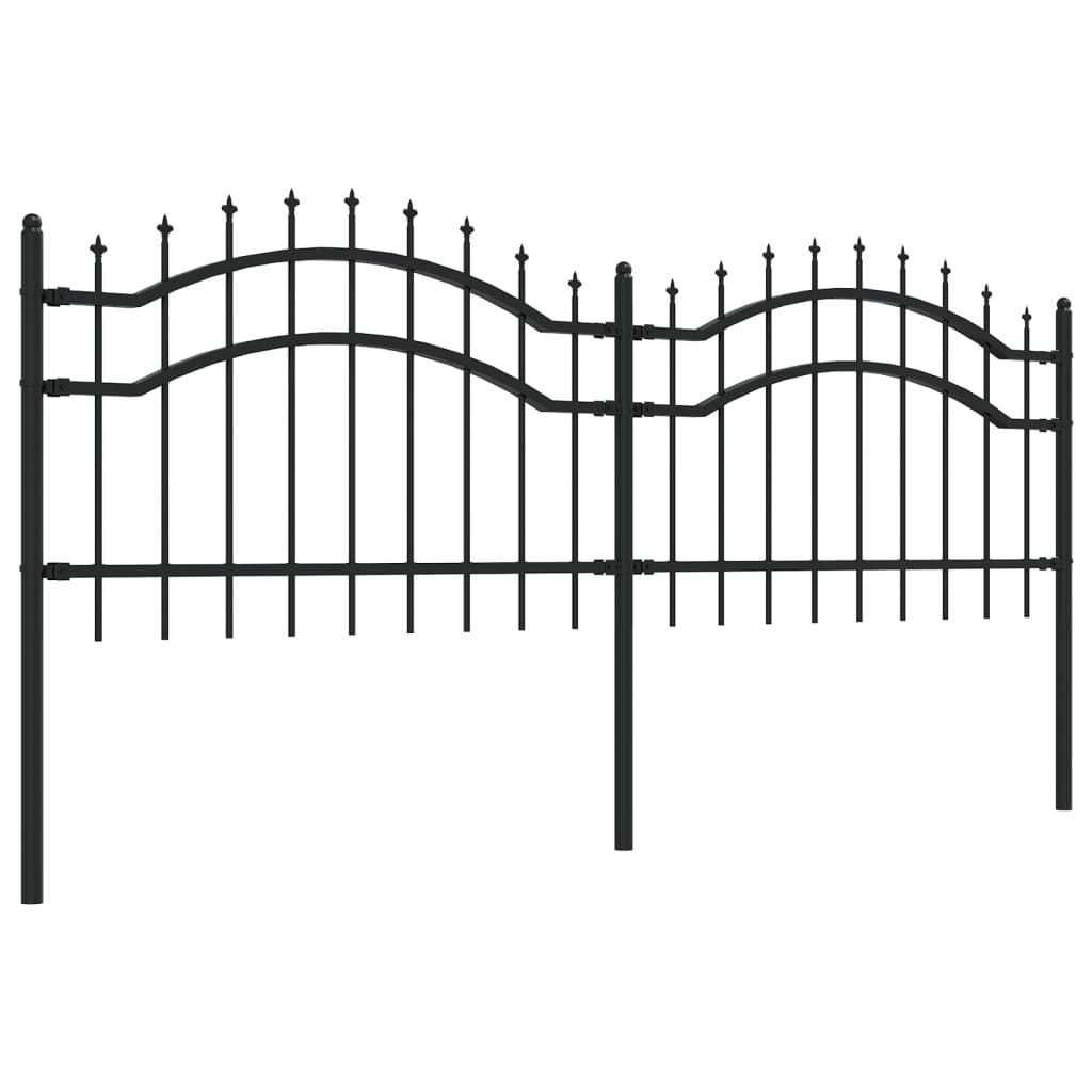 vidaXL Градинска ограда с пики черна 115 см прахово боядисана стомана