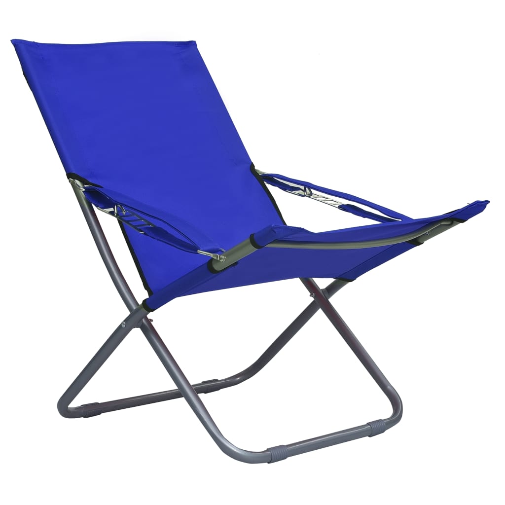 vidaXL Сгъваеми плажни столове, 2 бр, текстил, сини