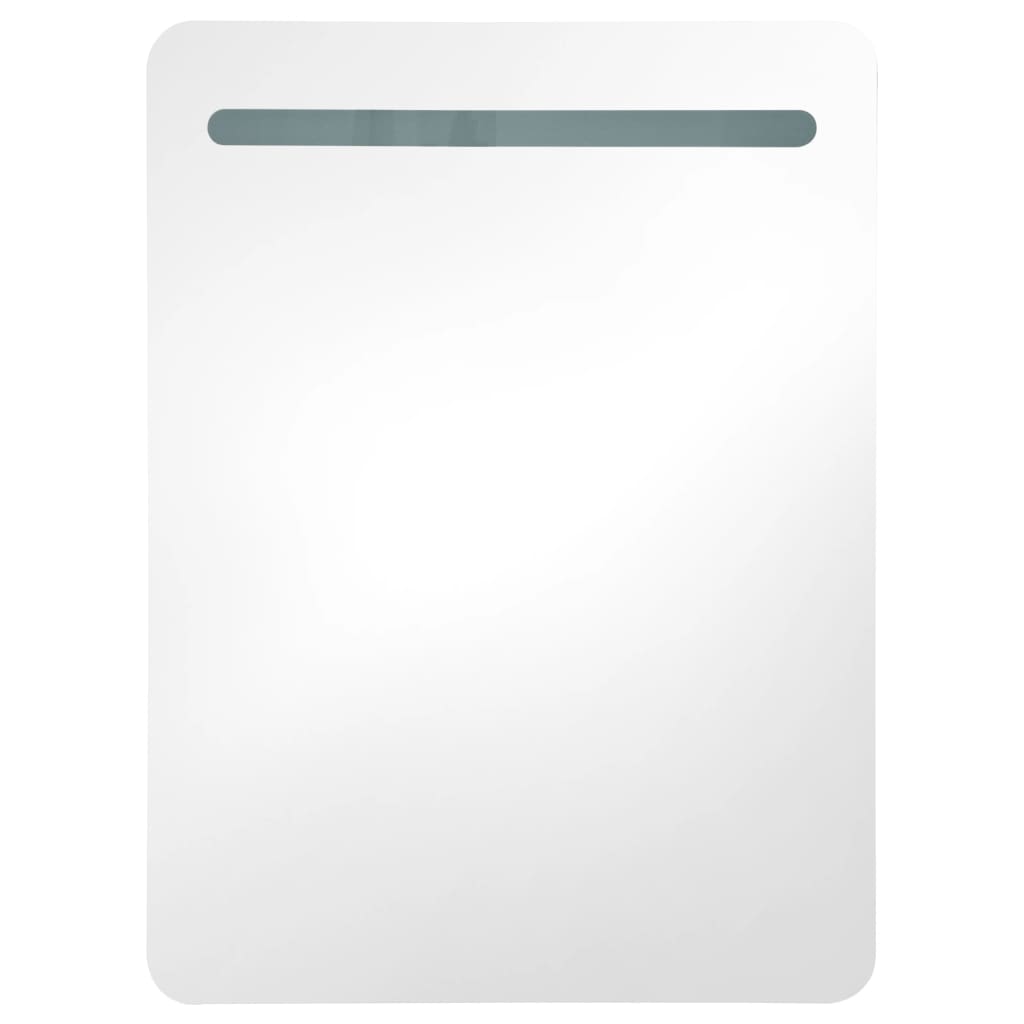 vidaXL LED шкаф с огледало за баня, бяло и цвят дъб, 60x11x80 см
