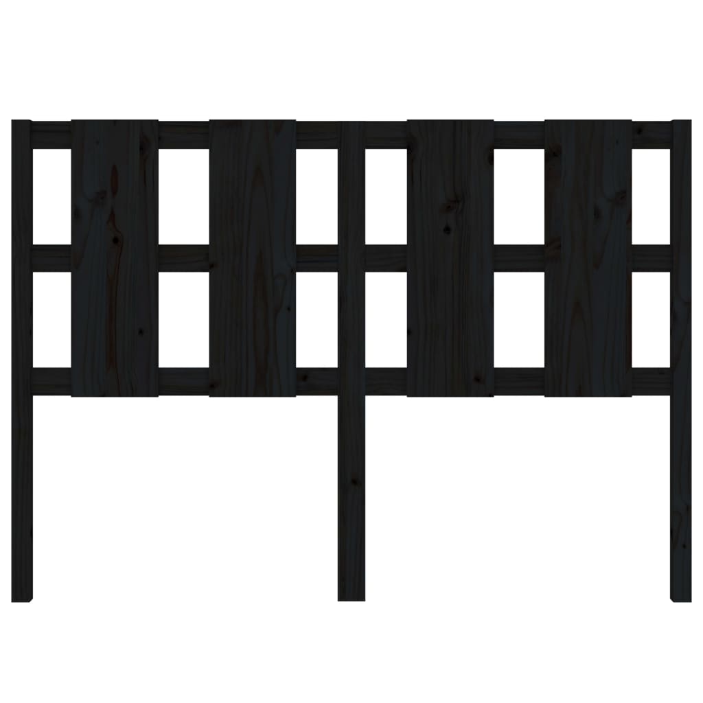 vidaXL Горна табла за легло, черна, 140,5x4x100 см, бор масив