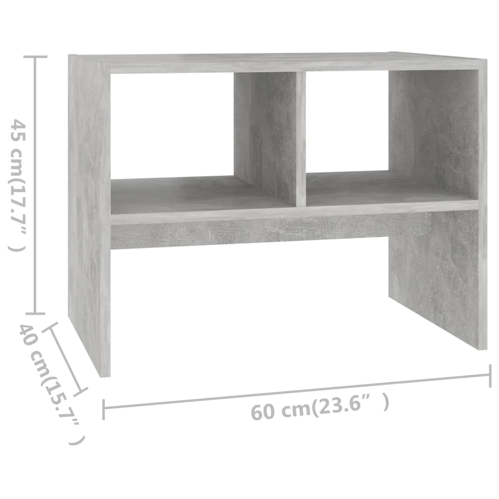 vidaXL Странична маса, бетонно сива, 60x40x45 см, ПДЧ
