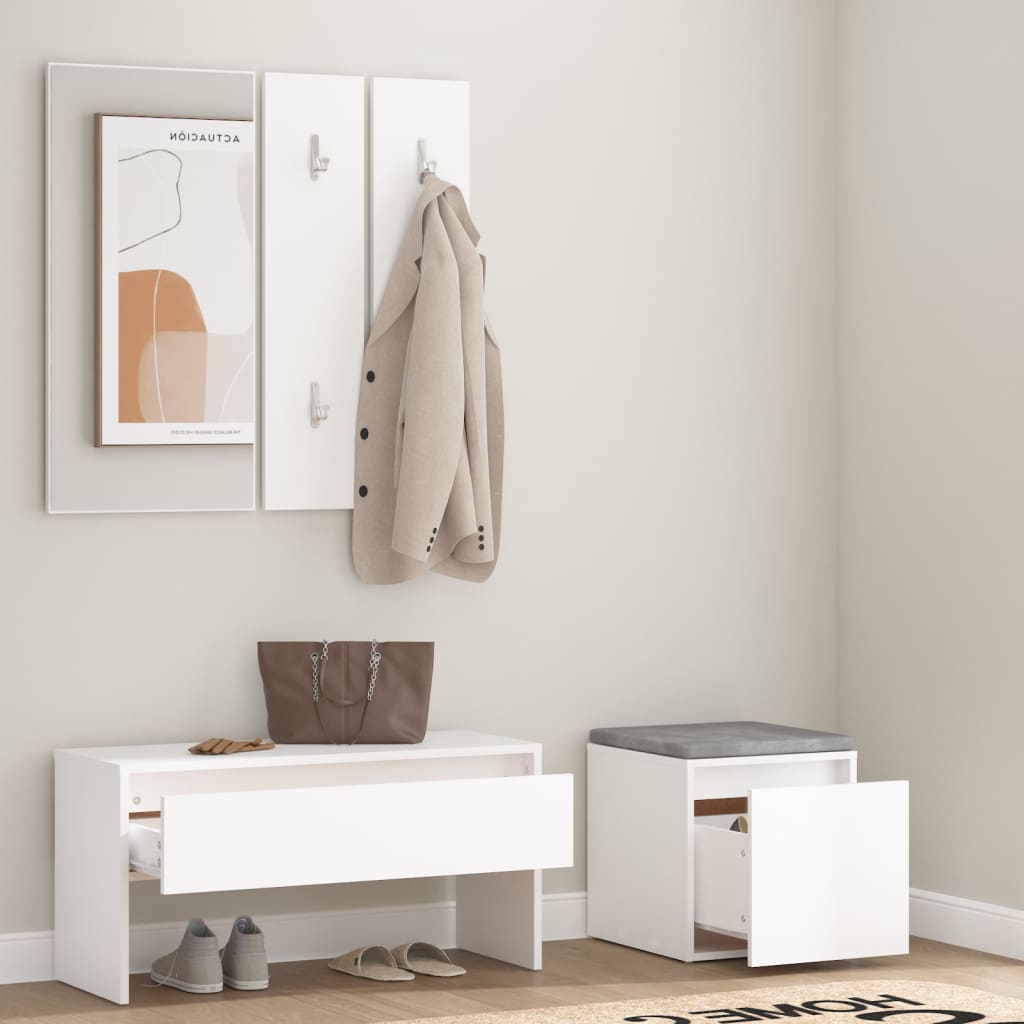 vidaXL Комплект мебели за антре, бели, инженерно дърво