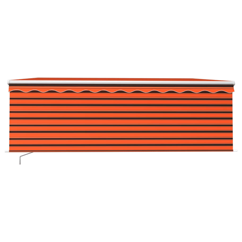 vidaXL Ръчно прибиращ се сенник с щора, 4x3 м, оранжево-кафяв