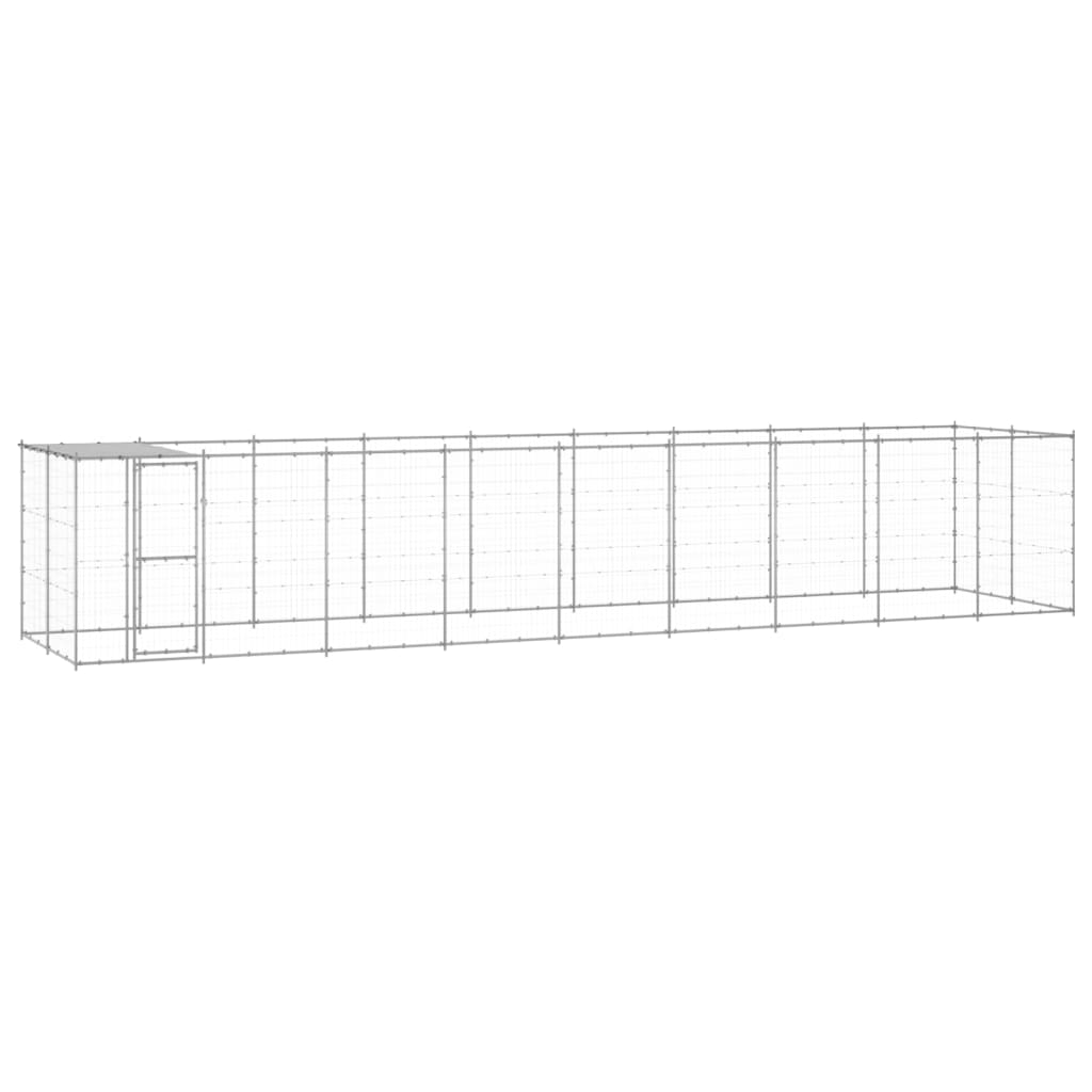 vidaXL Външна клетка за куче с покрив, поцинкована стомана, 21,78 м²