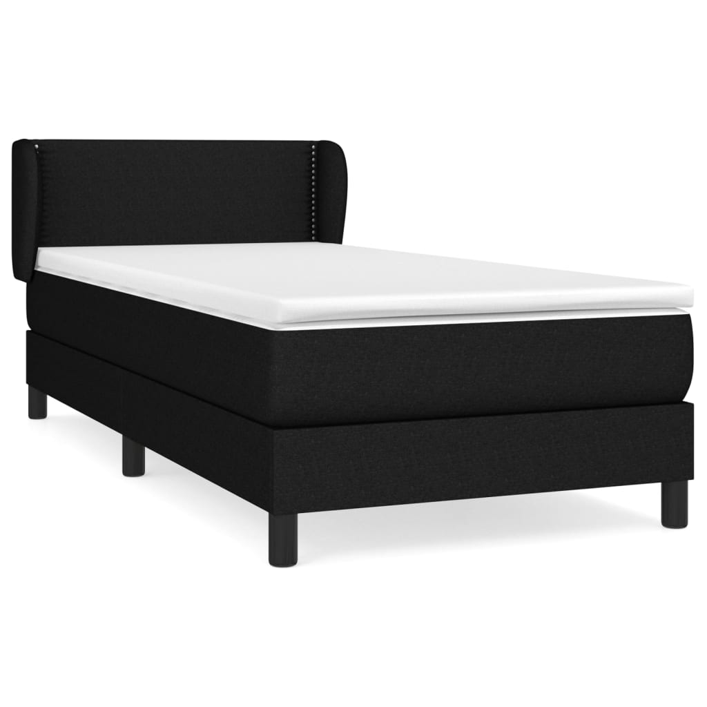 vidaXL Боксспринг легло с матрак, черно, 90x200 см, плат
