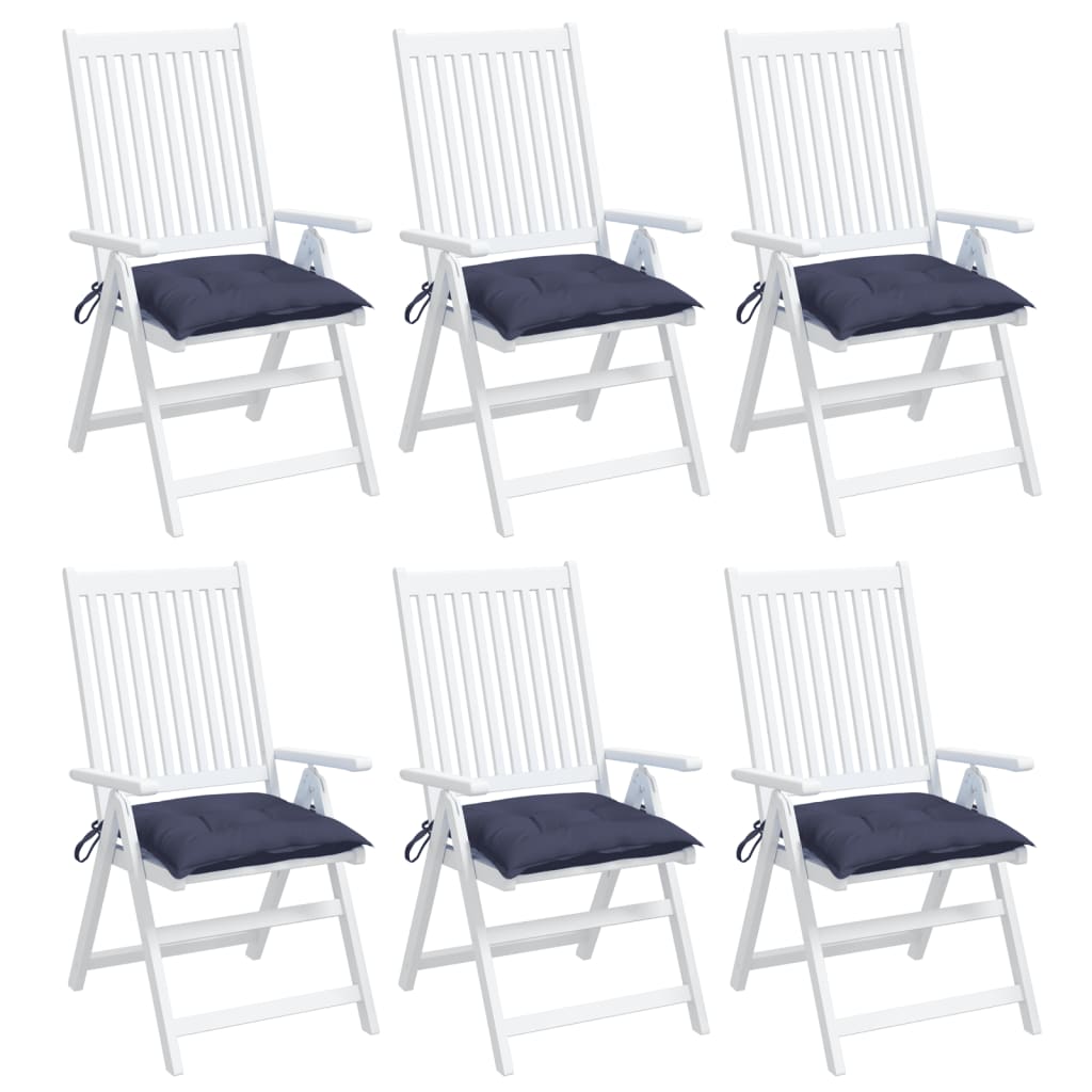 vidaXL Възглавници за столове 6 бр нейви сини 40x40x7 см Оксфорд плат