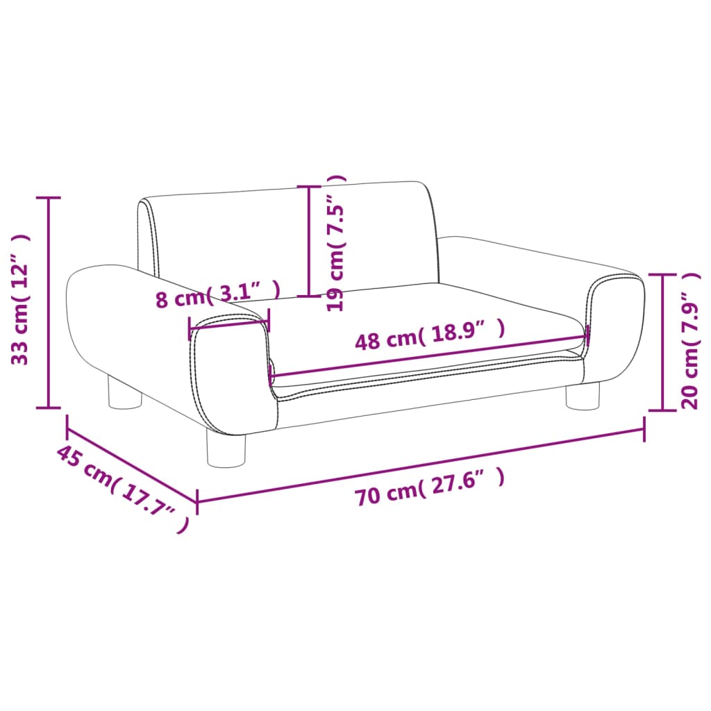 vidaXL Детски диван, розов, 70x45x33 см, кадифе