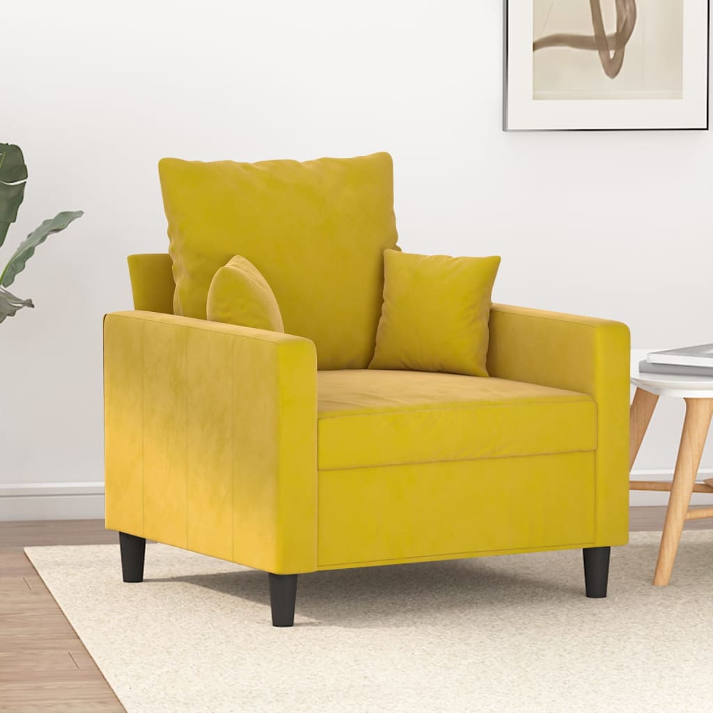 vidaXL Кресло, жълто, 60 см, кадифе