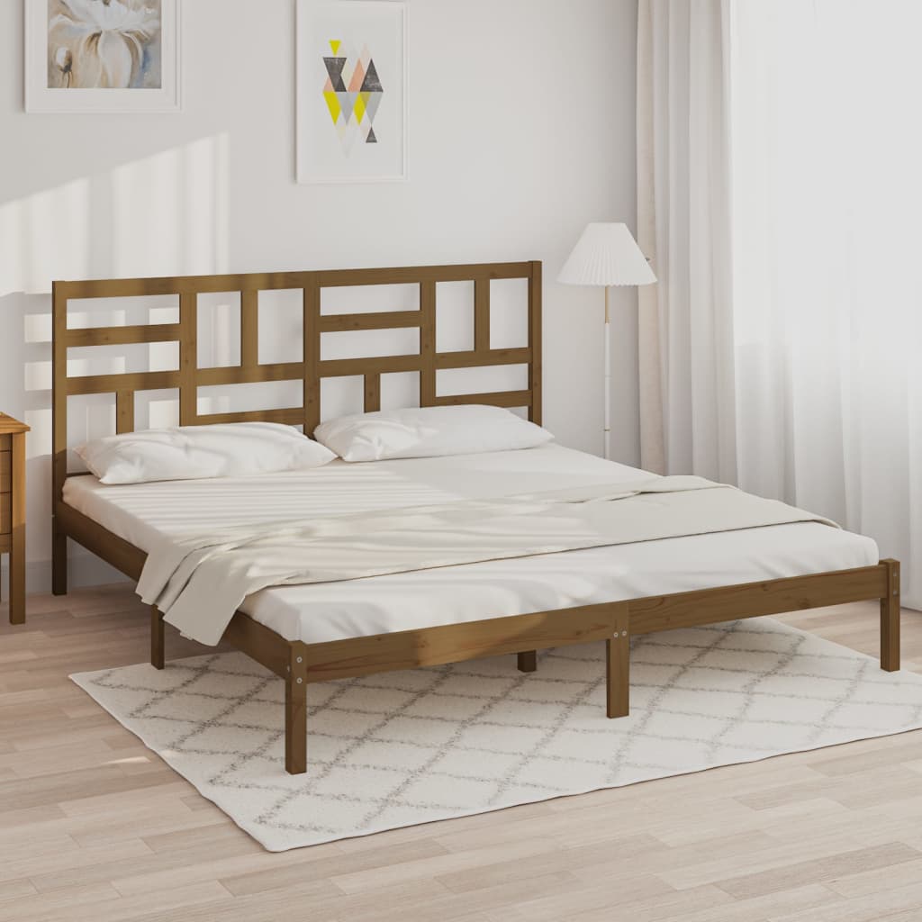 vidaXL Рамка за легло, меденокафява, дърво масив, 200x200 см
