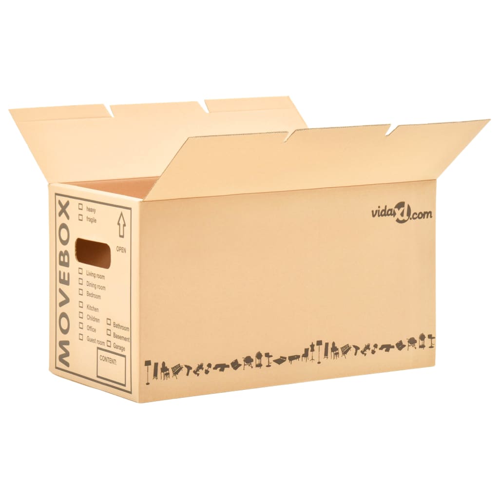 vidaXL Картонени кутии за преместване, XXL, 20 бр, 60x33x34 см