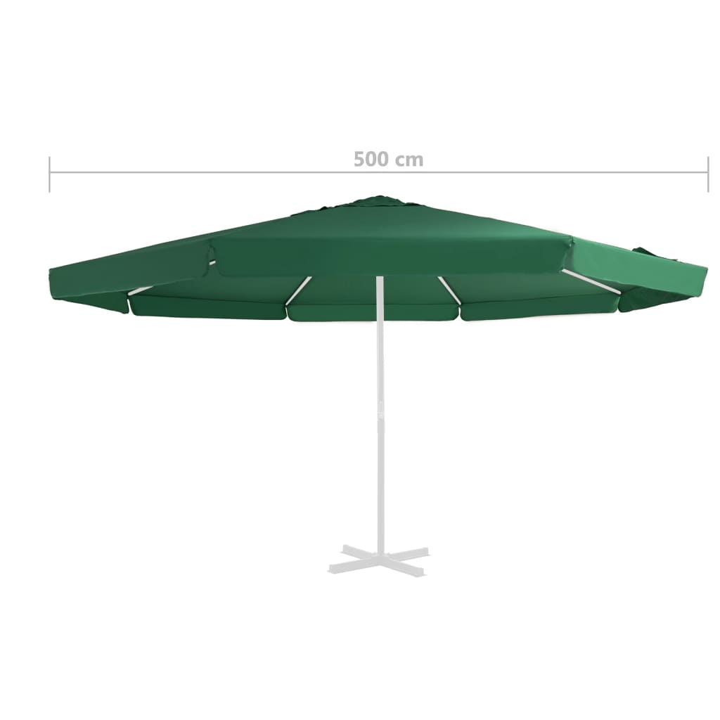 vidaXL Резервно покривало за градински чадър, зелено, 500 см