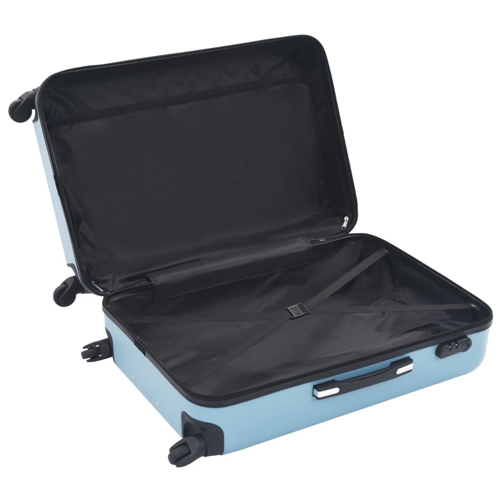 vidaXL Комплект твърди куфари с колелца, 3 бр, сини, ABS
