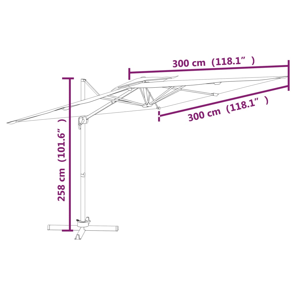 vidaXL Конзолен чадър с двоен покрив, пясъчнобял, 300x300 см