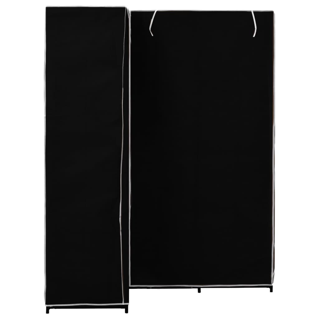 vidaXL Ъглов гардероб, черен, 130x87x169 см