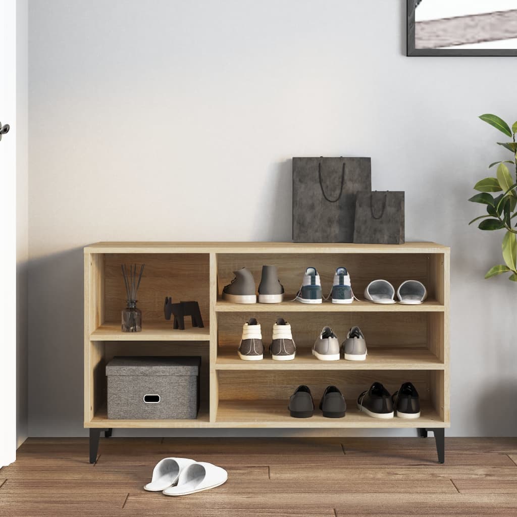 vidaXL Шкаф за обувки, дъб сонома, 102x36x60 см, инженерно дърво