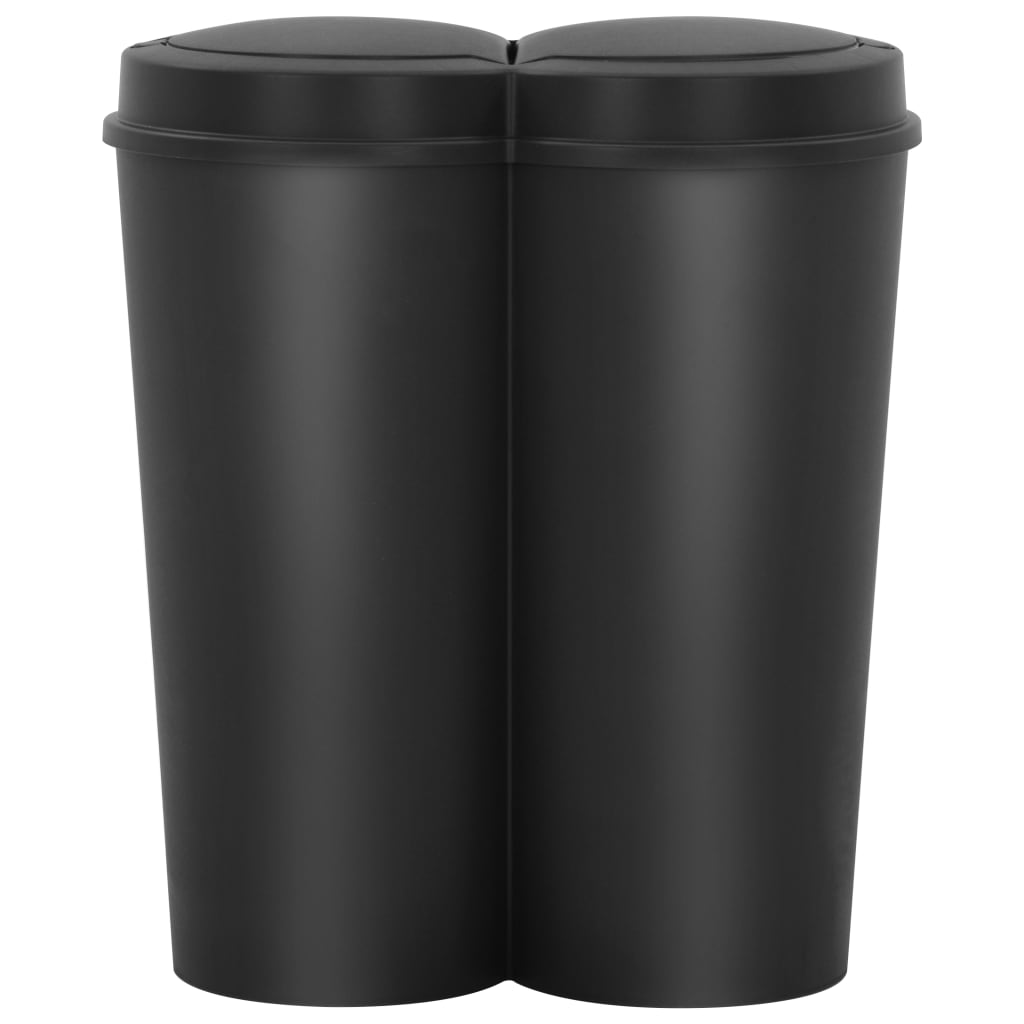 vidaXL Двоен контейнер за смет, черен, 50 л