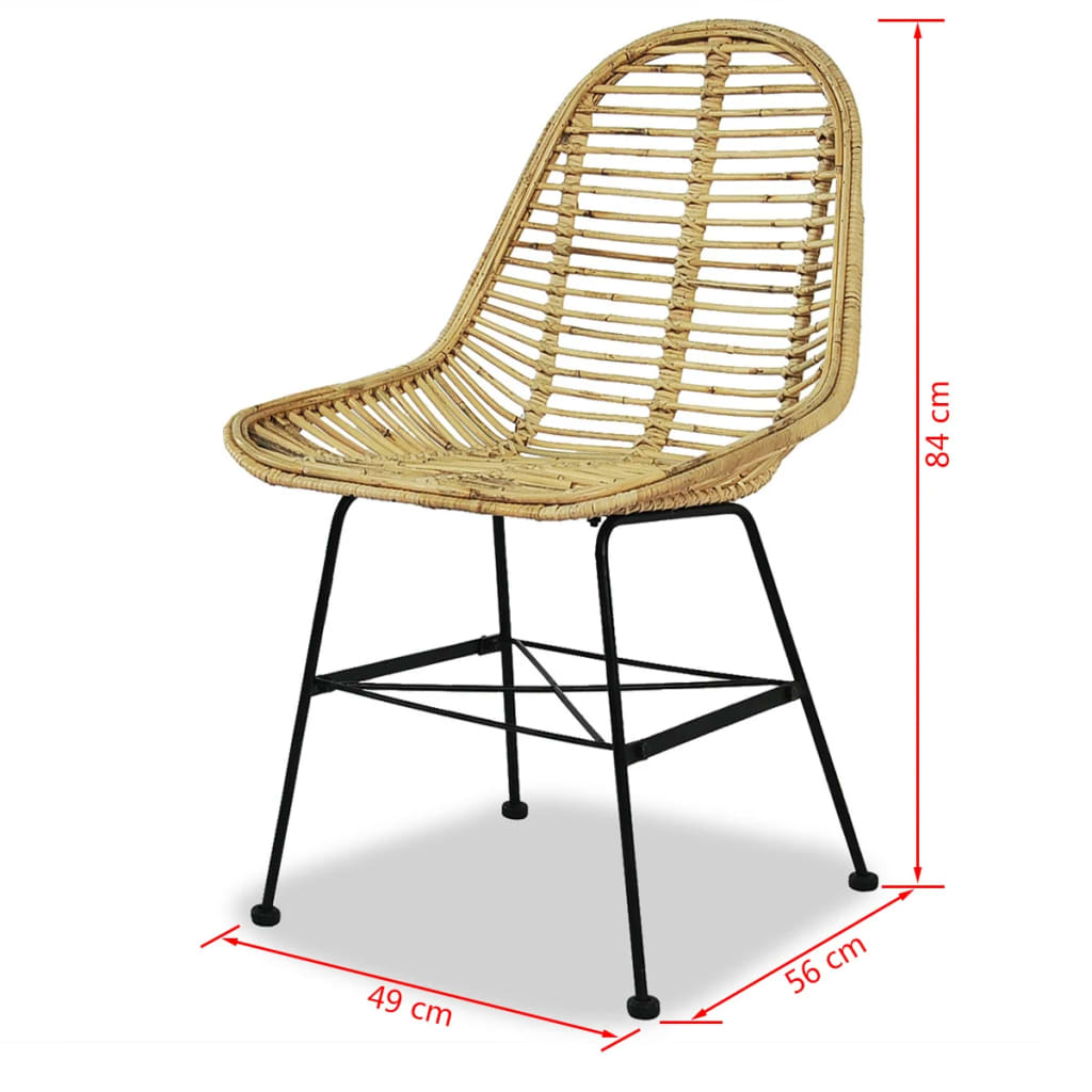 vidaXL Трапезни столове, 2 бр, естествен ратан
